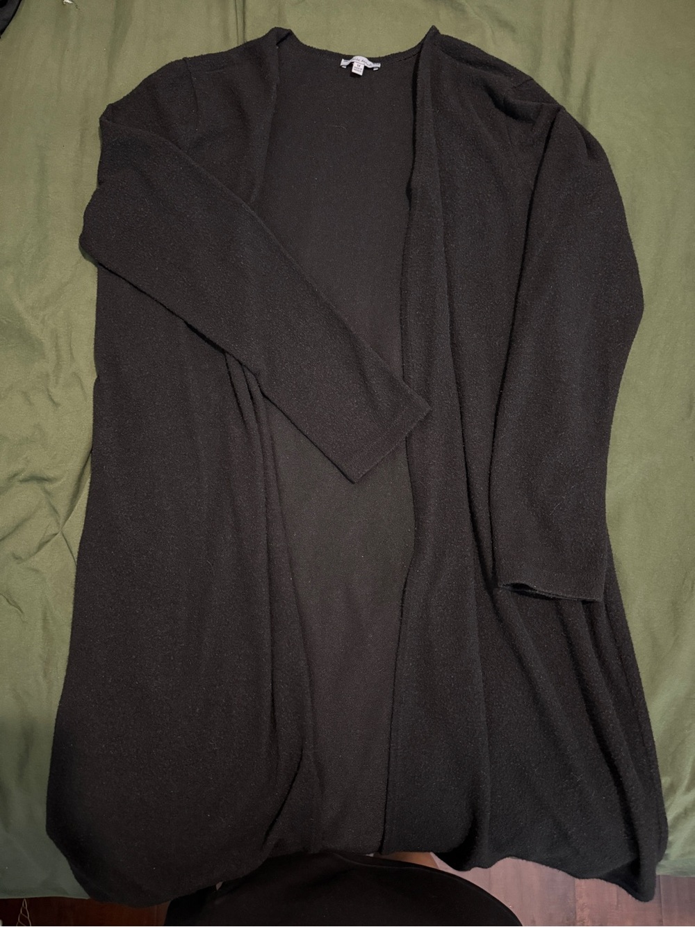 white birch Black Knit Open Cardigan